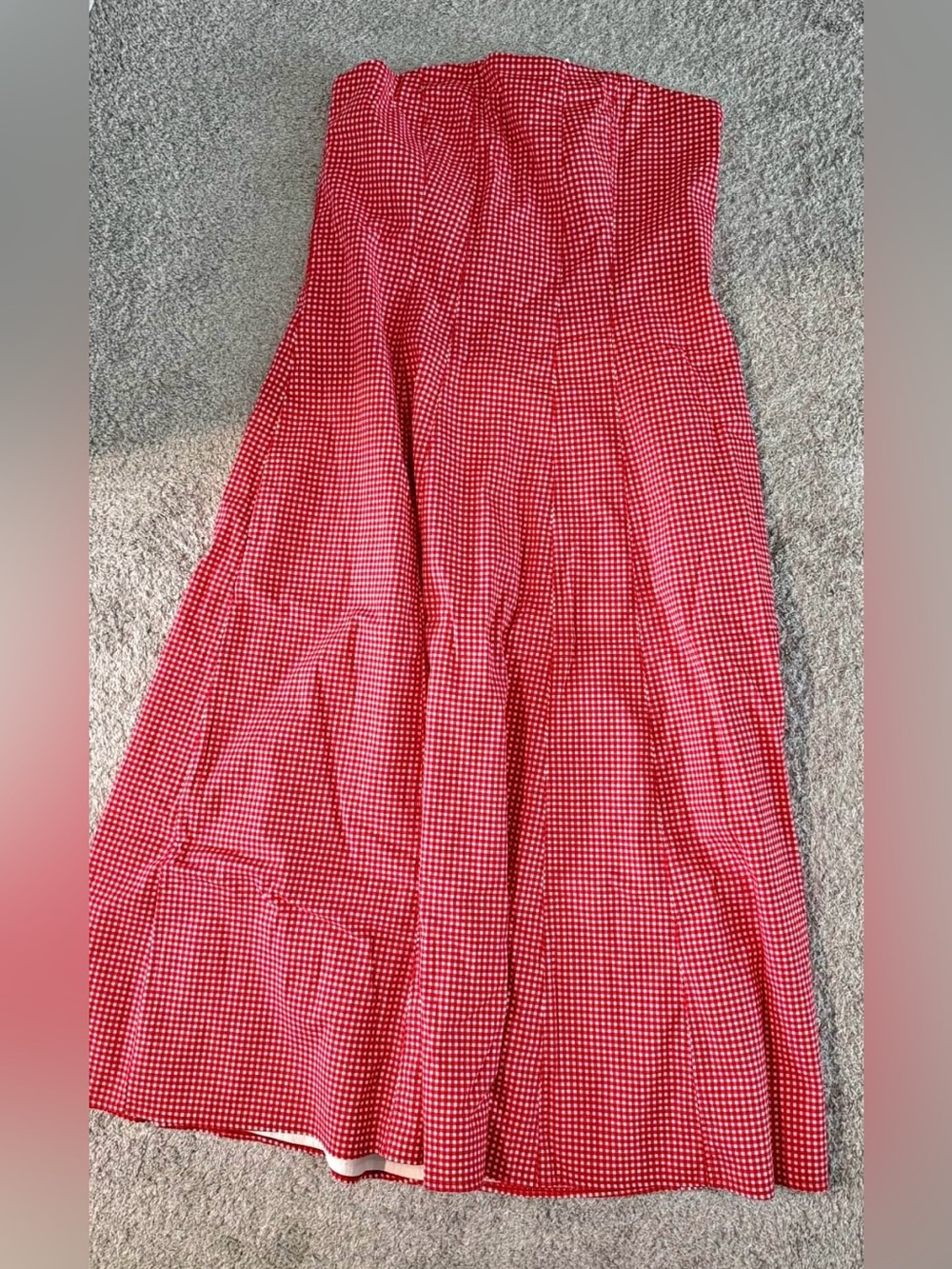 Abercrombie & Fitch Strapless Pink Gingham Midi Dress - Picture 2 of 2